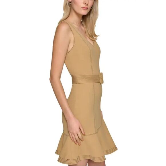 Karl Lagerfeld Paris NWT Ruffle Hem Scuba Dress Cartouche Size 12 - Picture 3 of 4